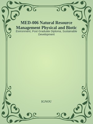 MED-006 Natural Resource Management Physical and Biotic